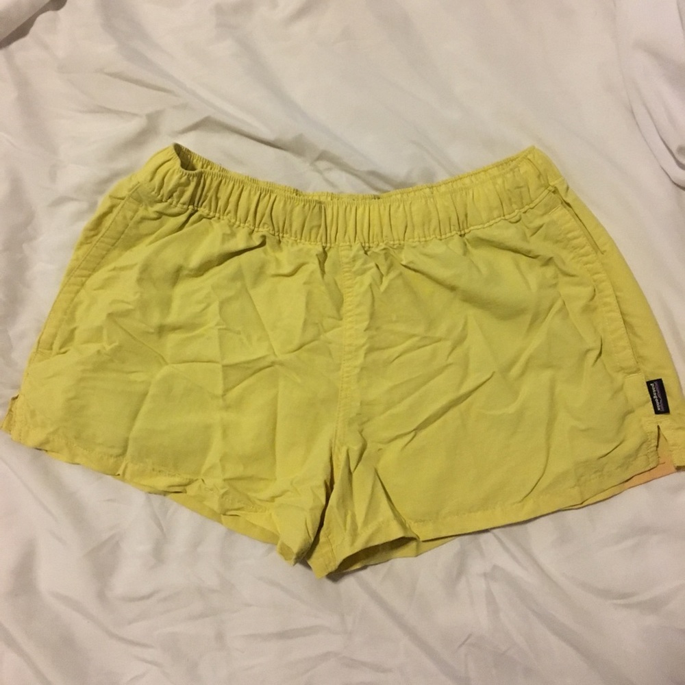 yellow patagonia barely baggy shorts